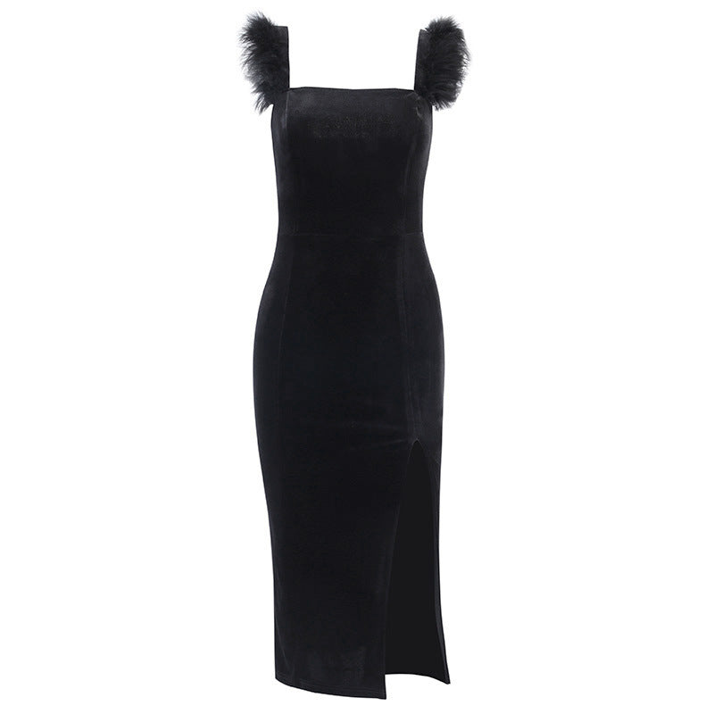 Sexy Feather Midi Length Sheath Dresses