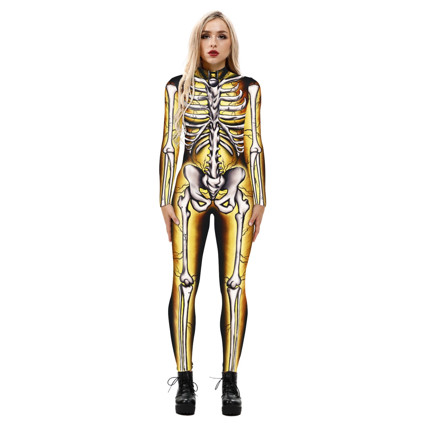 Halloween 3d Skeleton Long Sleeves Cosplay Costumes Jumpsuits
