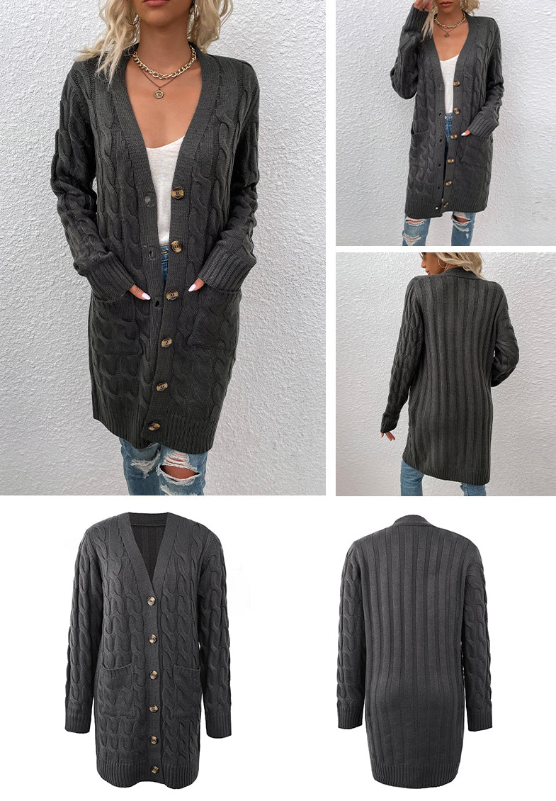 Casual Twist Design Long Cardigan Sweaters for Women