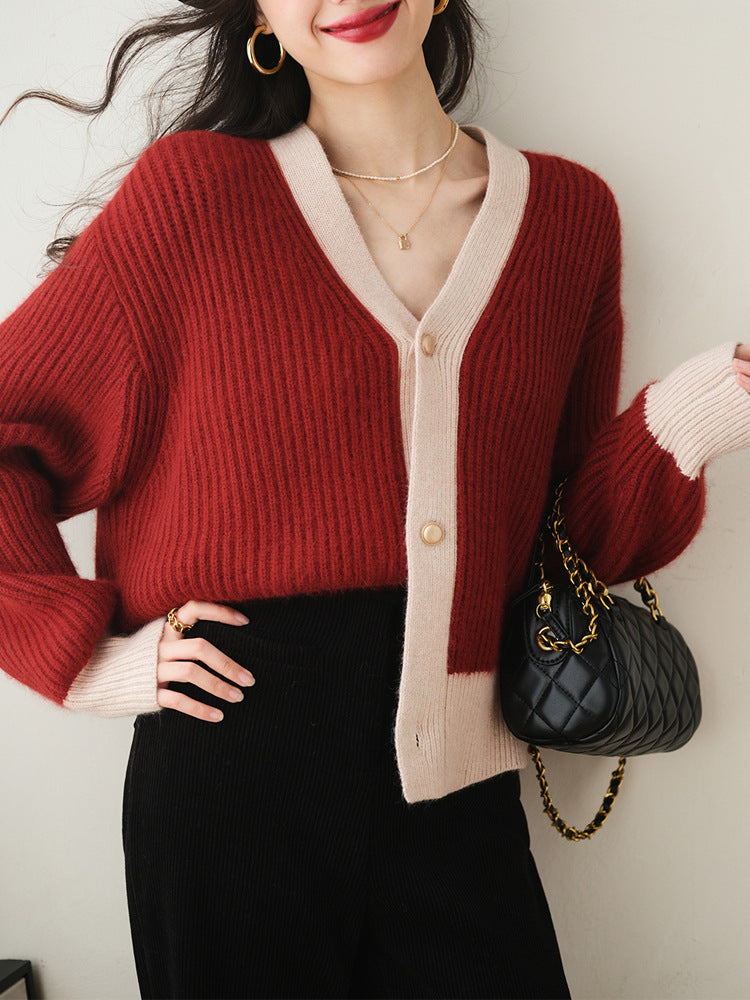 Fashion V Neck Lazy Style Knitted Cardigan Sweaters