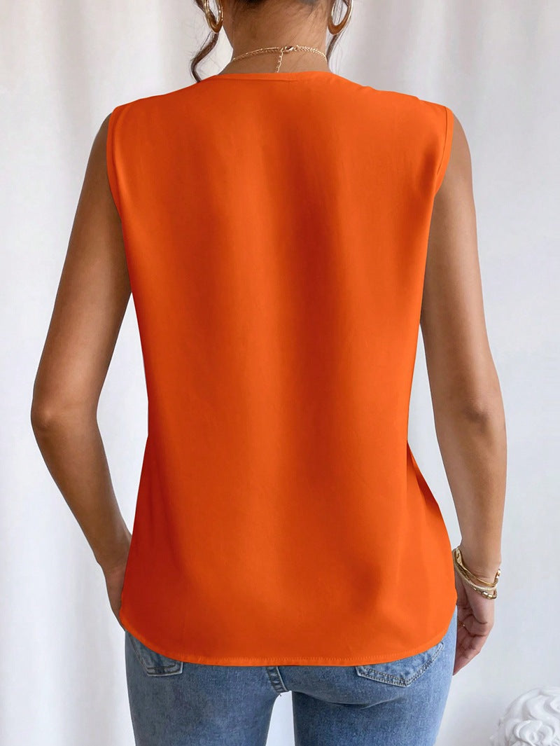 Summer Multi-level V-neck Solid Color Women's Vest Top