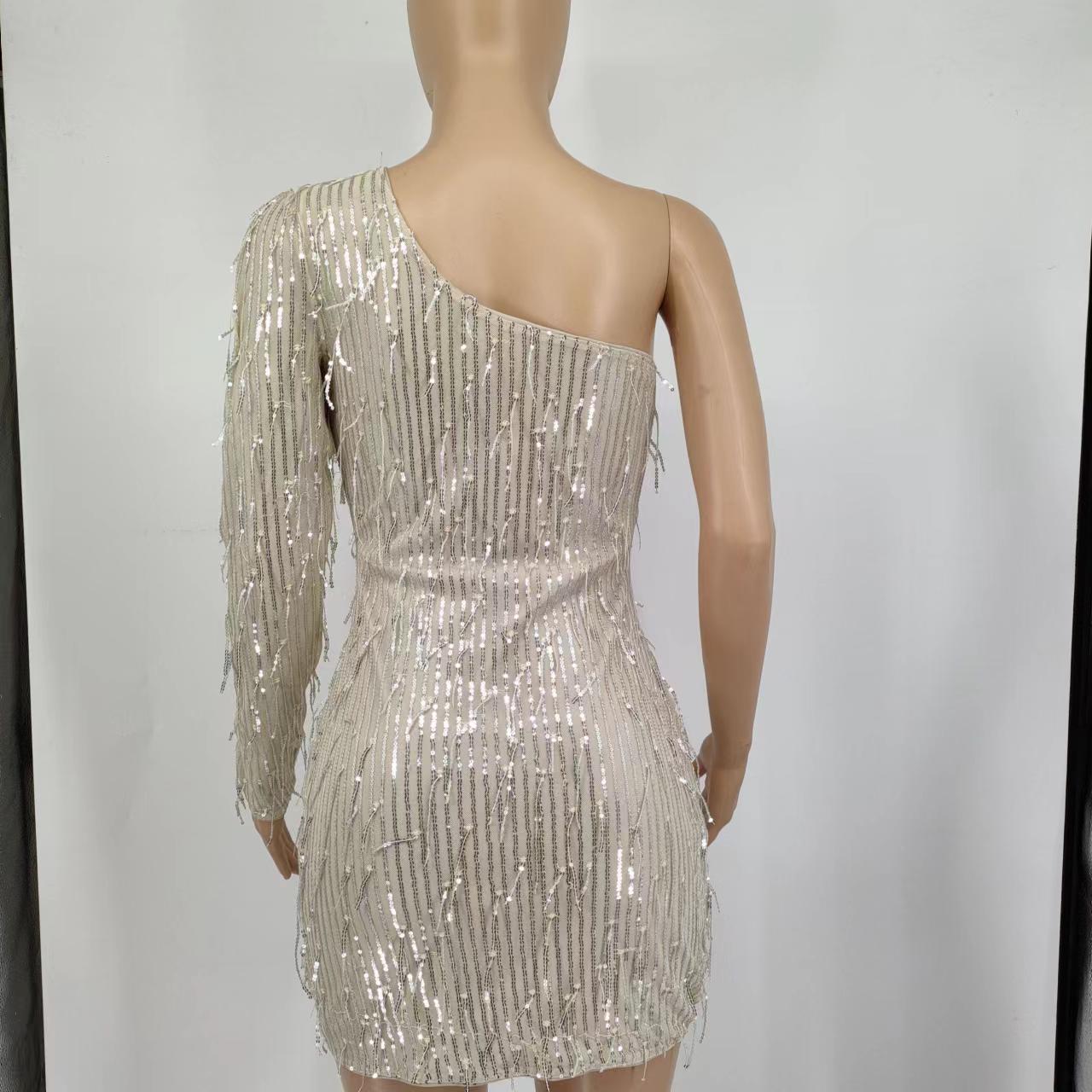 Sexy One Shoulder Sequined Sheath Mini Dresses