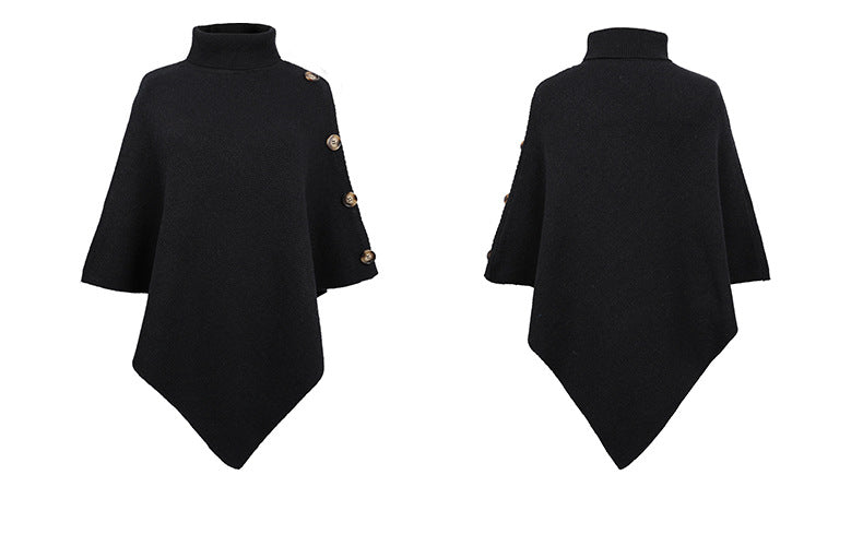 Casual High Neck Knitted Cloak Coats for Women