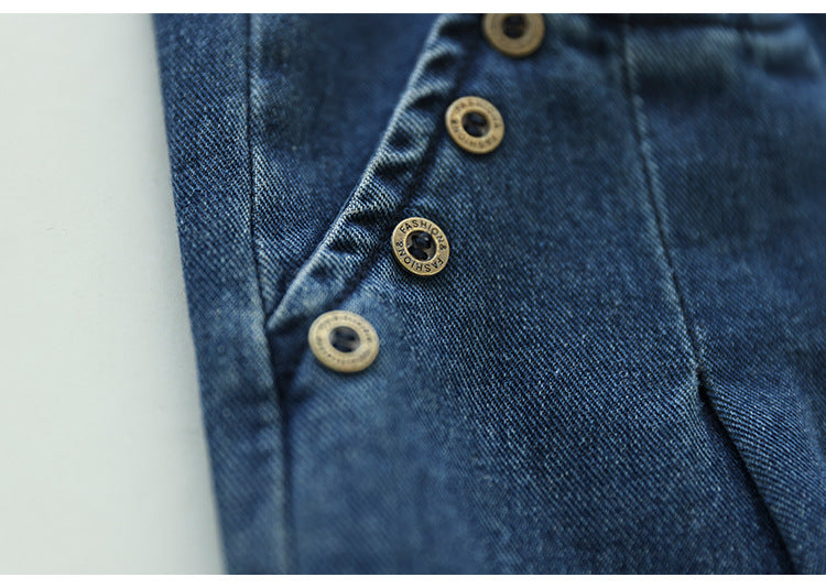 Casual Elastic Waist Fall Wide Legs Jeans for Women