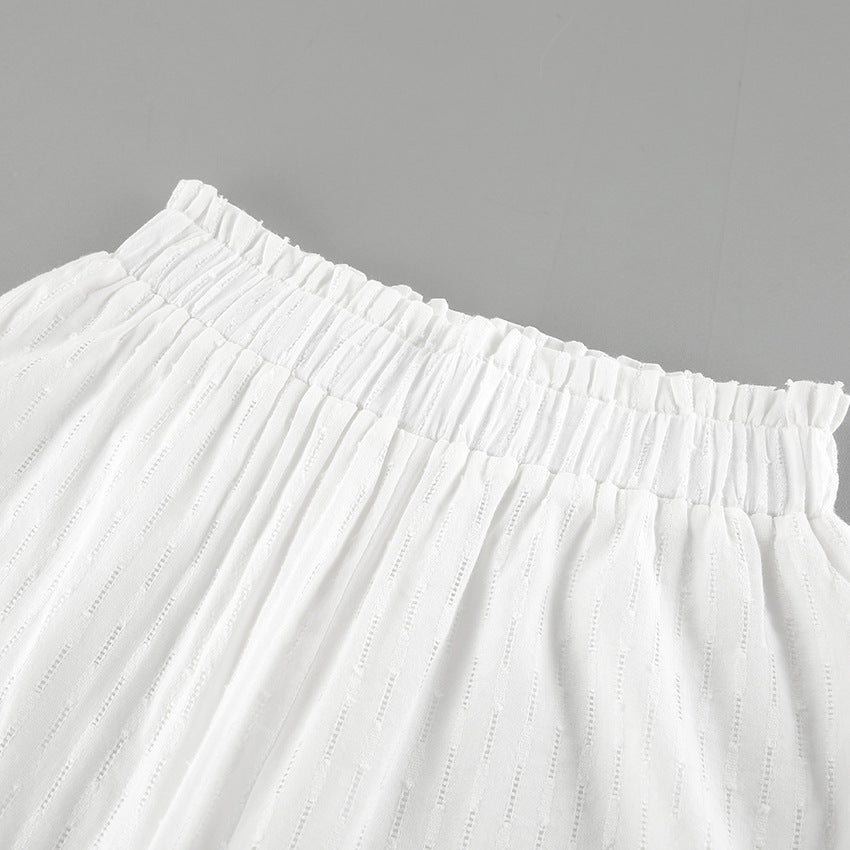 Sexy Designed Ruffled White Two Pieces Sets for Women