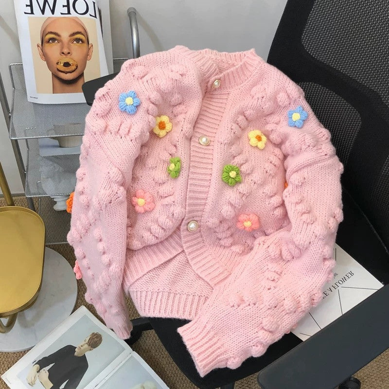 3d Designed Handmade Knitted Flower Cardigans