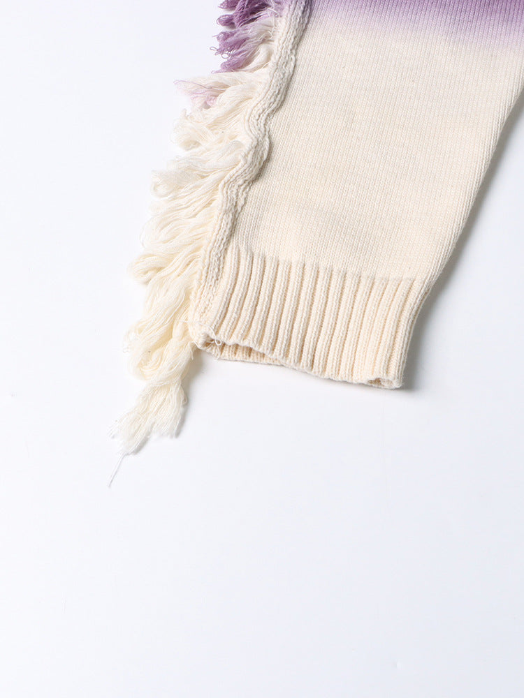 Designed Fashion Coloring Tassels Knitted Sweaters