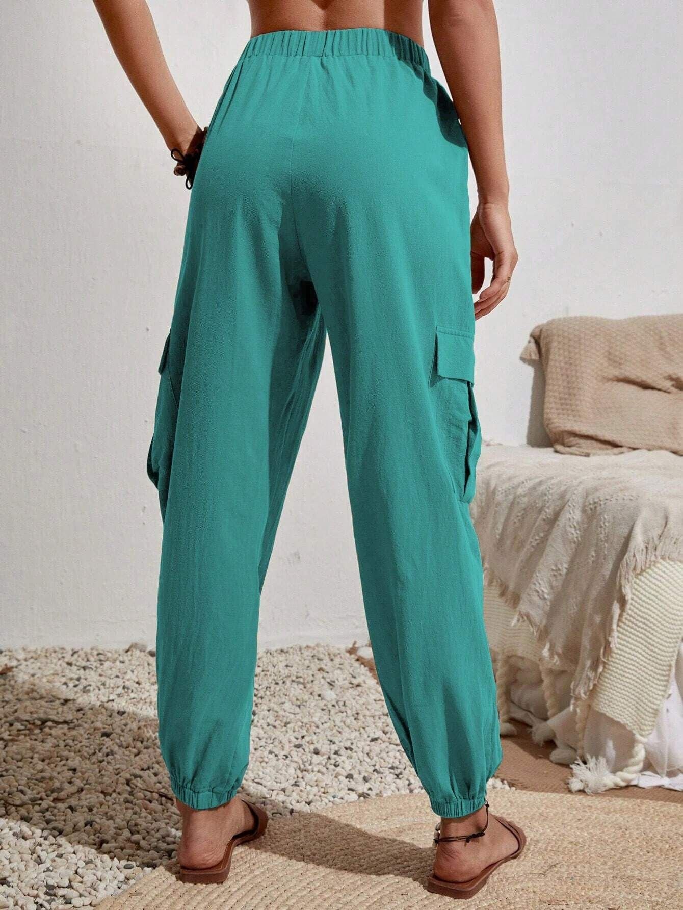 Casual Women Pockets Trousers