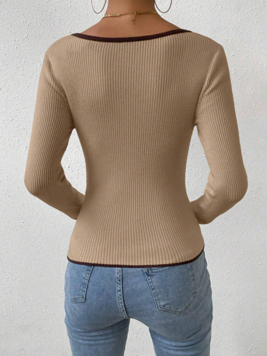 Fashion Women V Neck Knitted Shirts