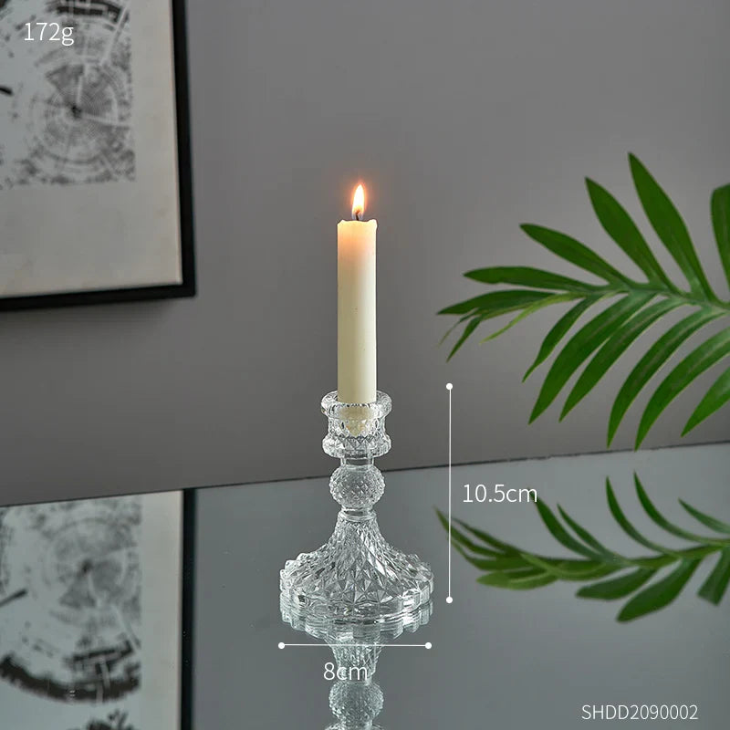 Novelty Glass Candle Holder Nordic Decor Candlestick Romantic Candle Stand Desk Accessories Wedding Centerpieces Ornament Gifts