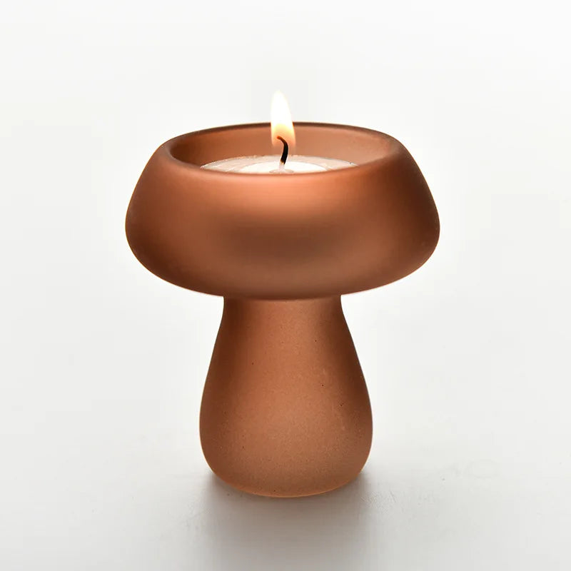 Creativity Mushroom-Shaped Candle Holder Glass Candlesticks Cute Room Decoration Desktop Ornament Home Decoration Ambiance Gifts