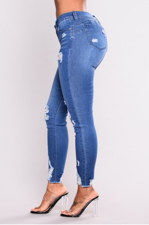 Sexy Women High Waist Elastic Slim Legging Jeans