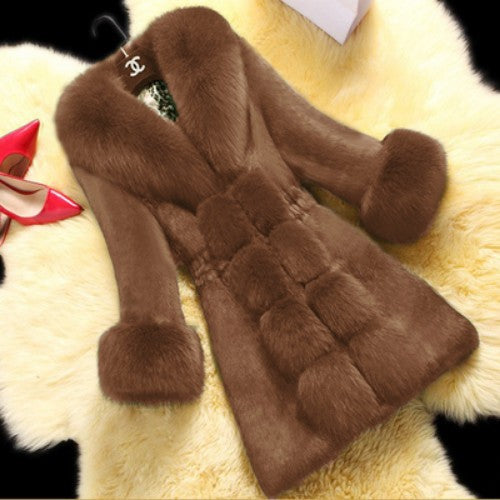 Fashion Artificial Fox Fur Plus Sizes Winter Outerwear