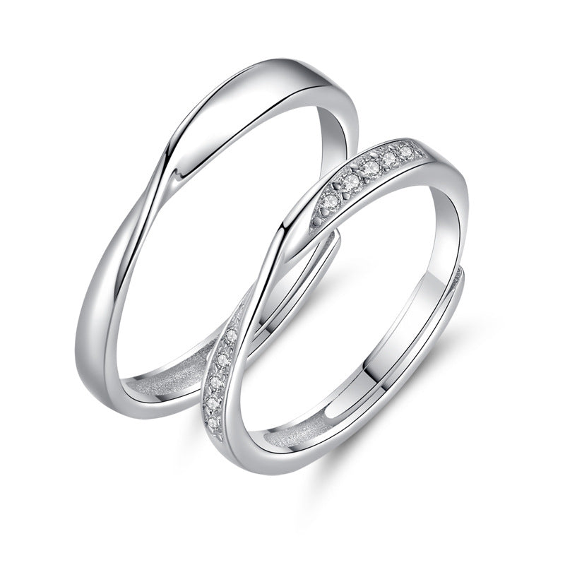 Mobius Design His and Hers Sliver Couple Rings