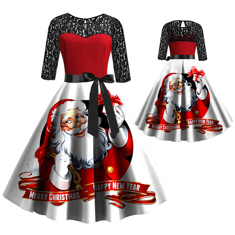 Sexy Contrast Lace Christmas Dresses for Women