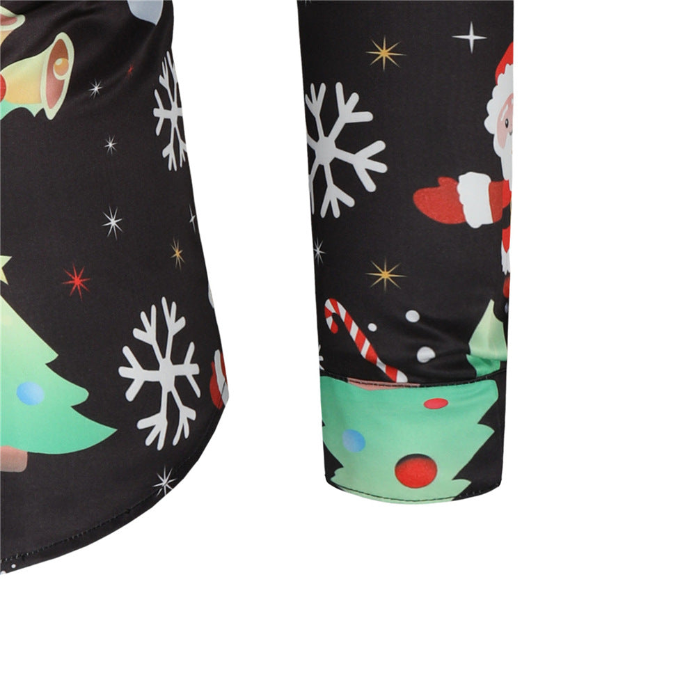 Merry Christmas Santa Claus 3D Print Men's Long Sleeves Shirts