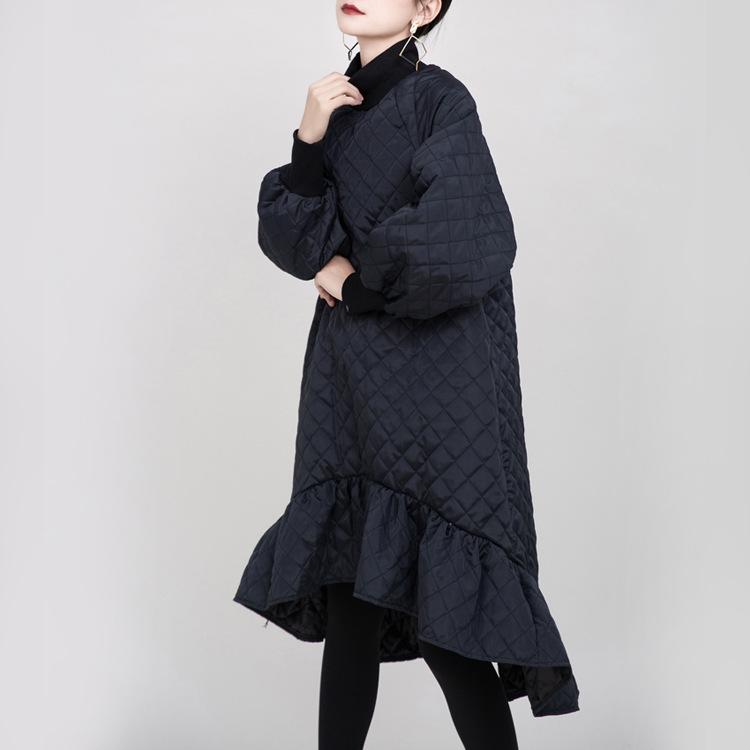 Black Ruffled Mermaid Winter Thicken Asymetrical Dresses