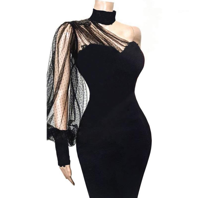 Black See Through Bodycon Dresses-STYLEGOING