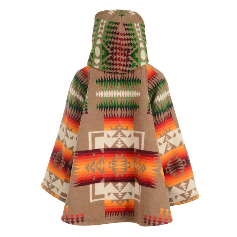 Orange Women Winter Boho Woolen Overcoat