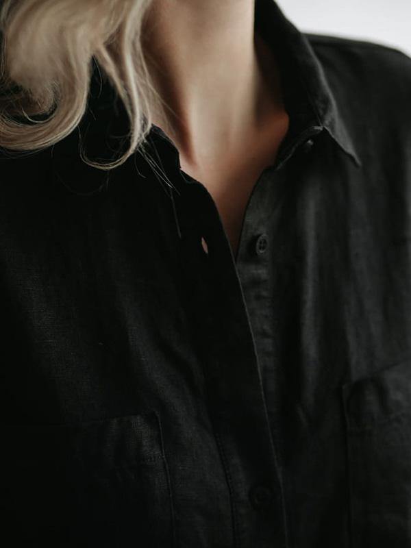 Simple Split-Side Lapel Long Shirt Dress-STYLEGOING