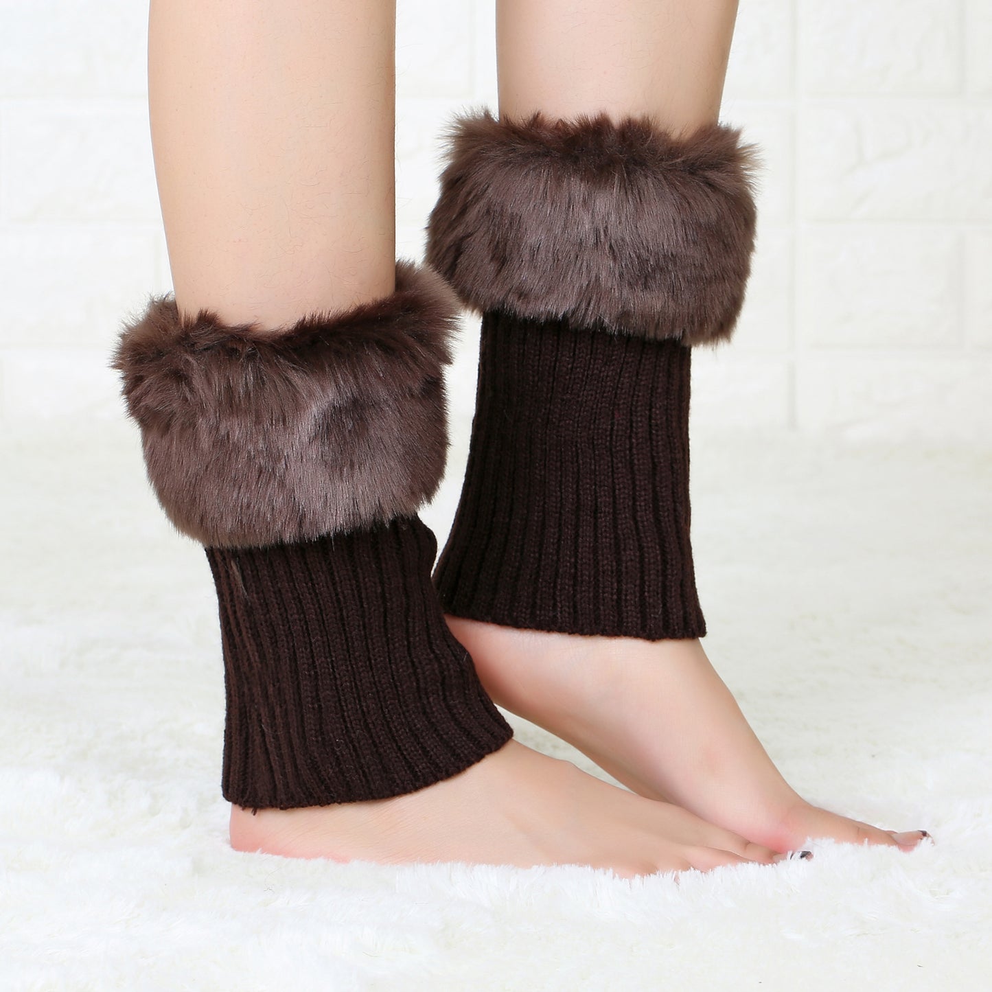 2 Pairs/set Knitted Fur Boot Covers for Women
