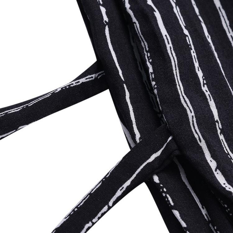 Women Black&white Striped Loose Jumpsuits-STYLEGOING