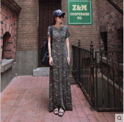 Women Summer Camouflage Long Dresses