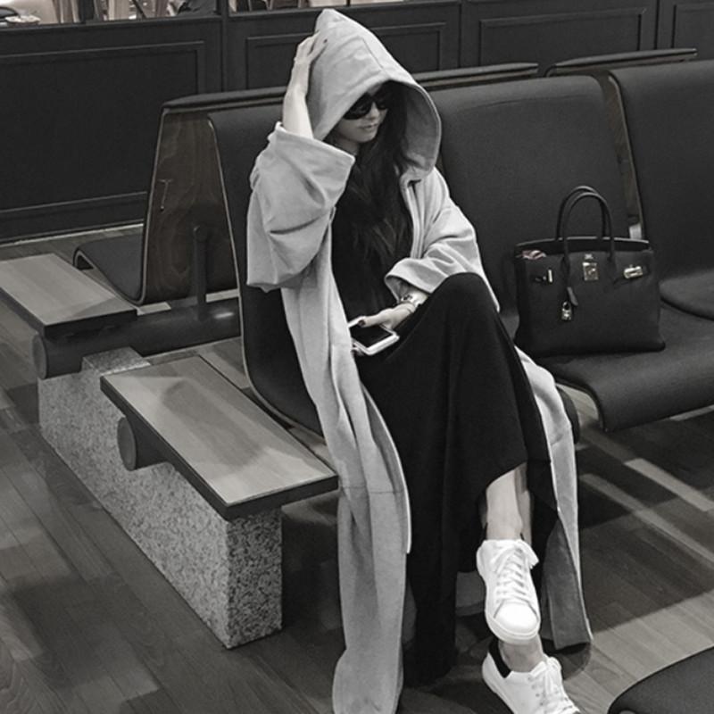 Women Loose Leisure Long Cardigan Gray Overcoats-STYLEGOING