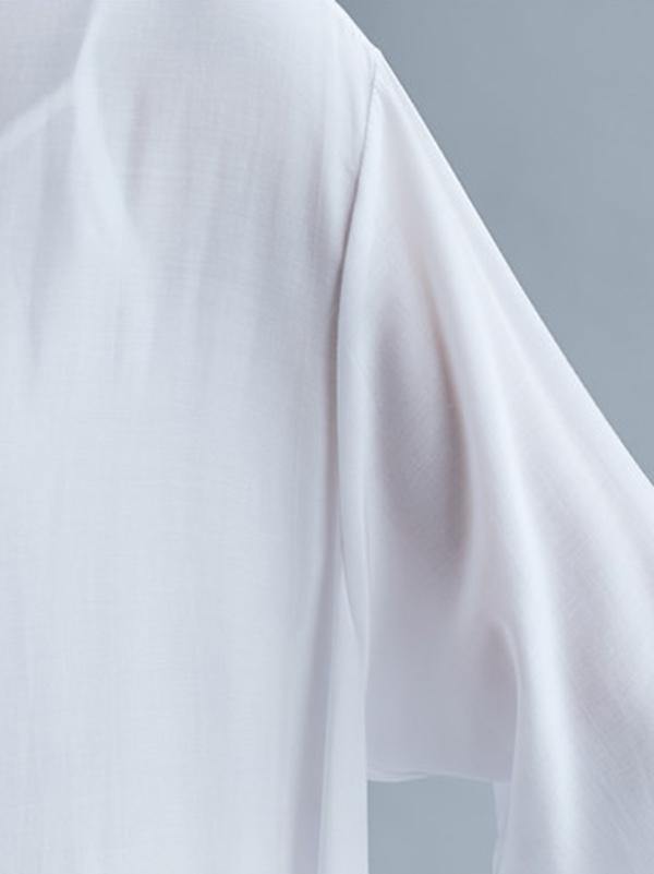 lSolid Round-Neck Shirts Long Dress-STYLEGOING