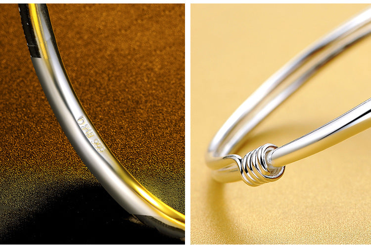 Fashion Shiny Adjustable End Sterling Sliver Bracelet for Mother
