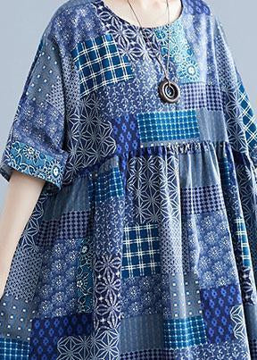 Navy Blue Women Cotton Dress-STYLEGOING