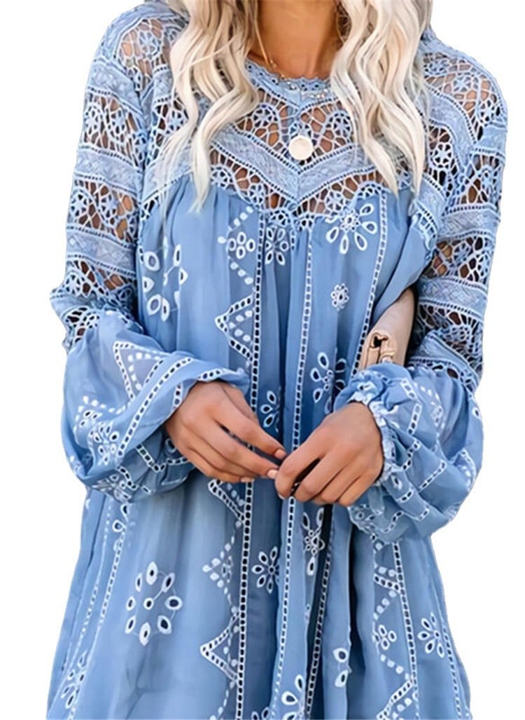 Women Summer Hollow Out Casual Short Dresses-STYLEGOING
