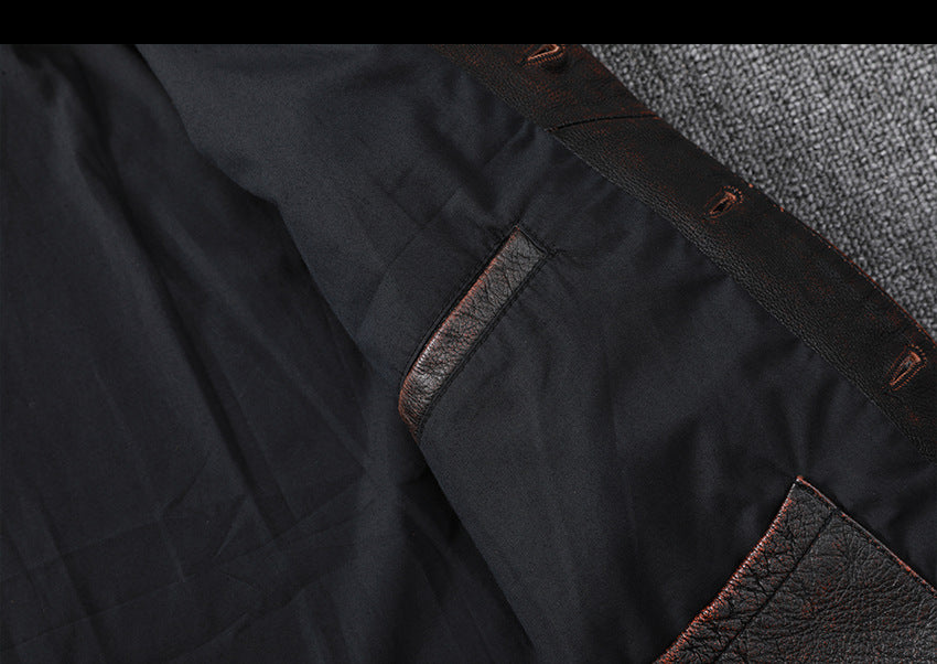 Vintage Cowhide Leather Overcoats Jackets for Men