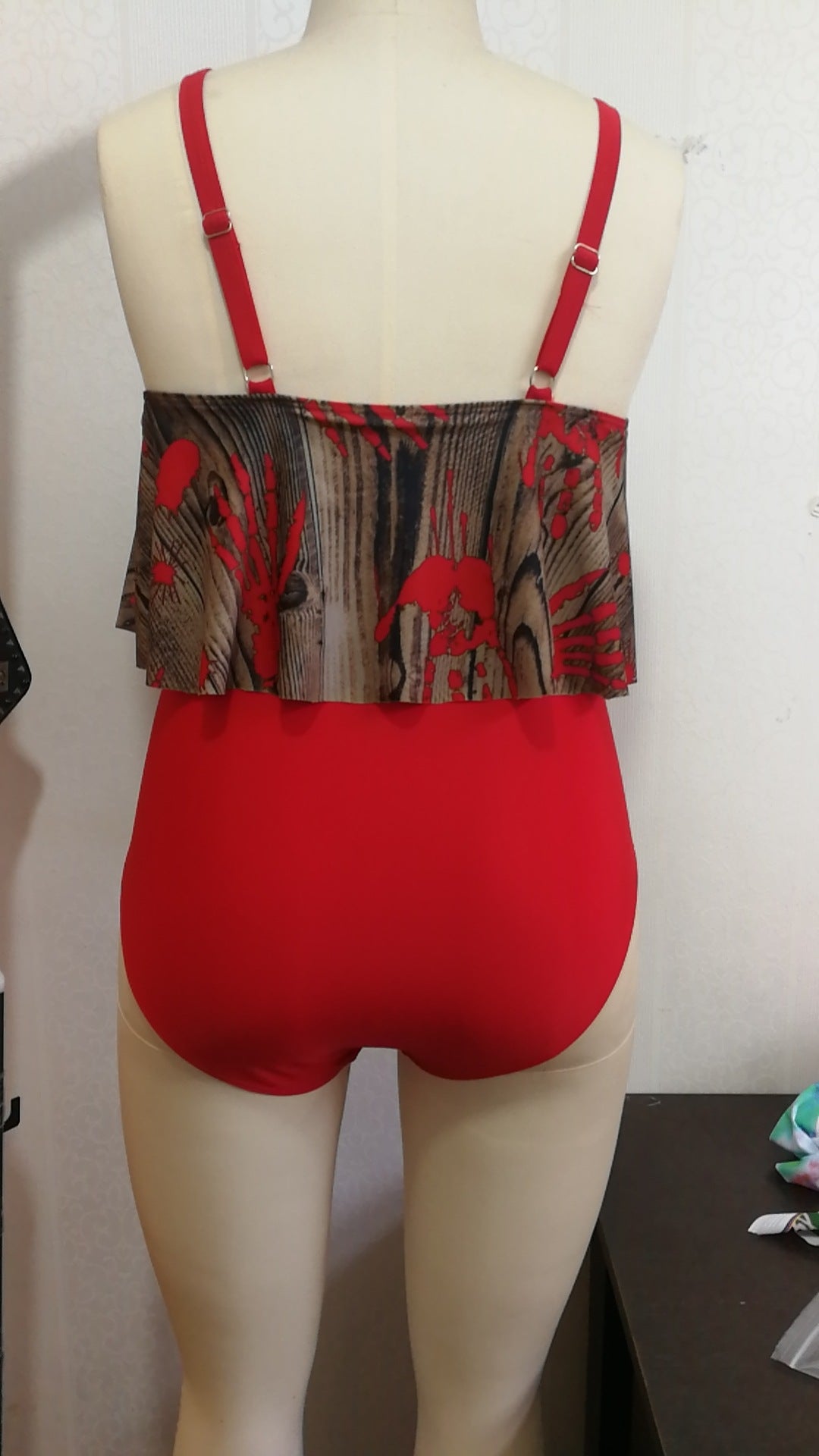 Red Ruffled Red Two Pieces Plus Sizes Summer Swimsuits