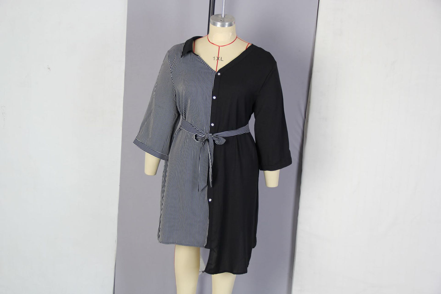 Striped Irregular Plus Sizes Women Short Dresses