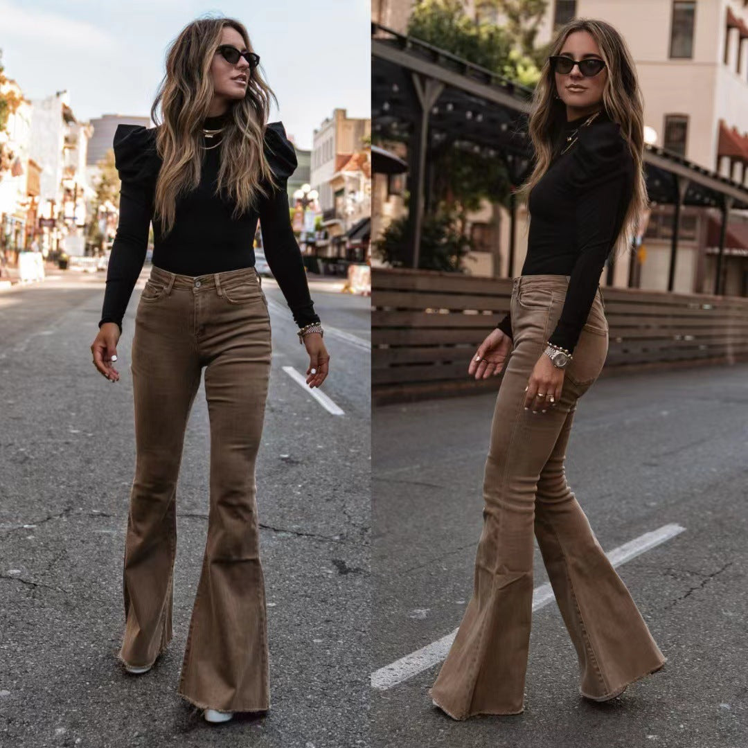 Sexy Elastic Waist Trumpet Pants