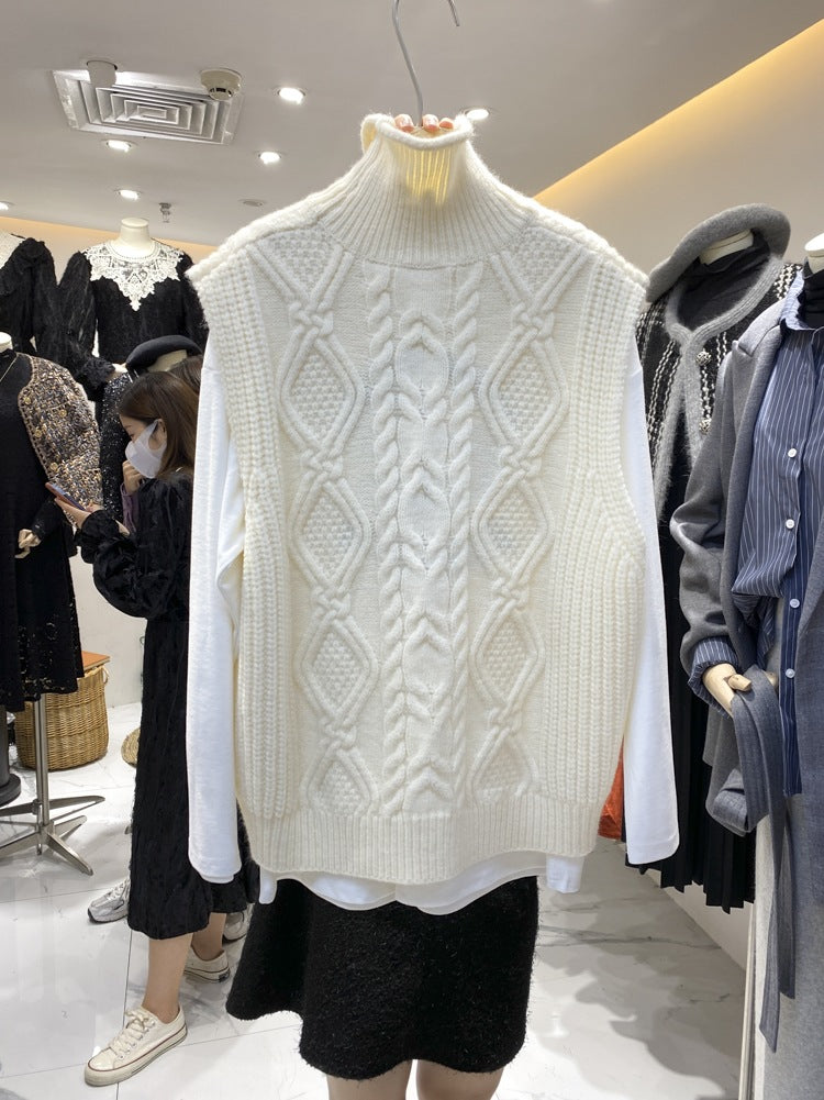 Winter Turtleneck Knitting Vest for Women