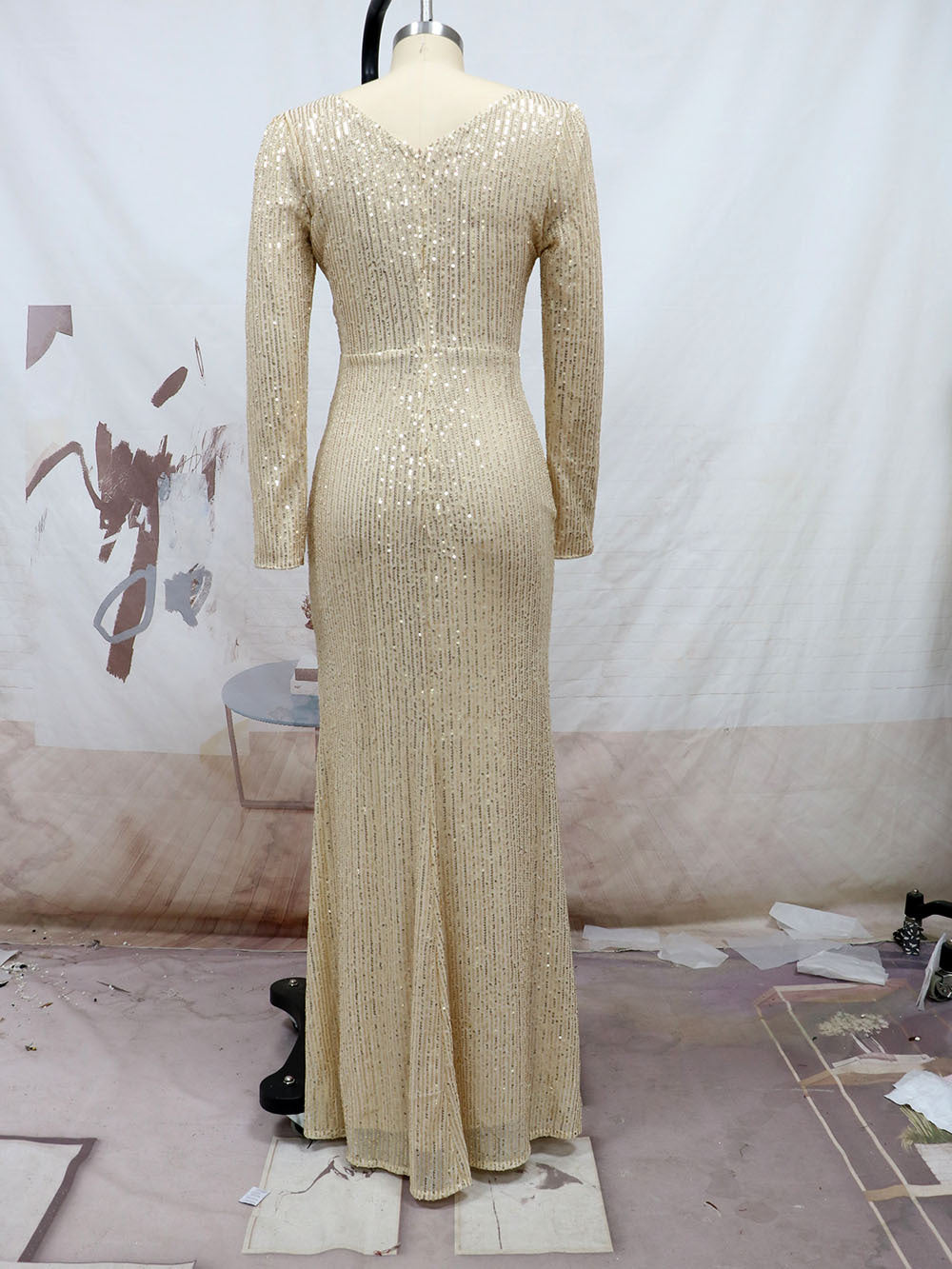 Sexy Long Sleeves Sequined Evening Dresses