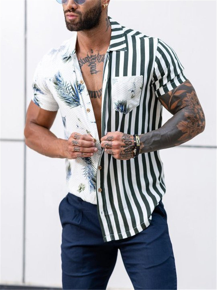 Summer Beach Striped Men's Short Sleeves T Shirts