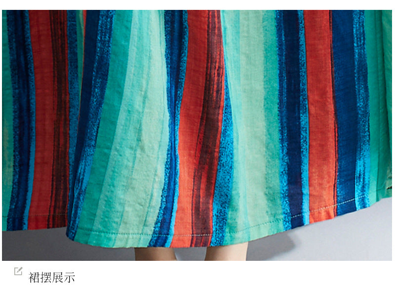 Summer Striped Women Long Cozy Dresses