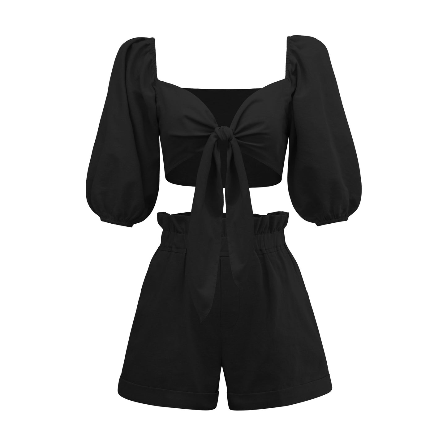 Casual Short Midriff Baring Tops and Shorts Sets for Women