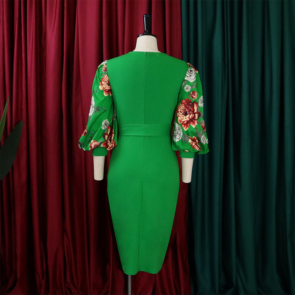 Classy Floral Print Plus Sizes Dresses for Women