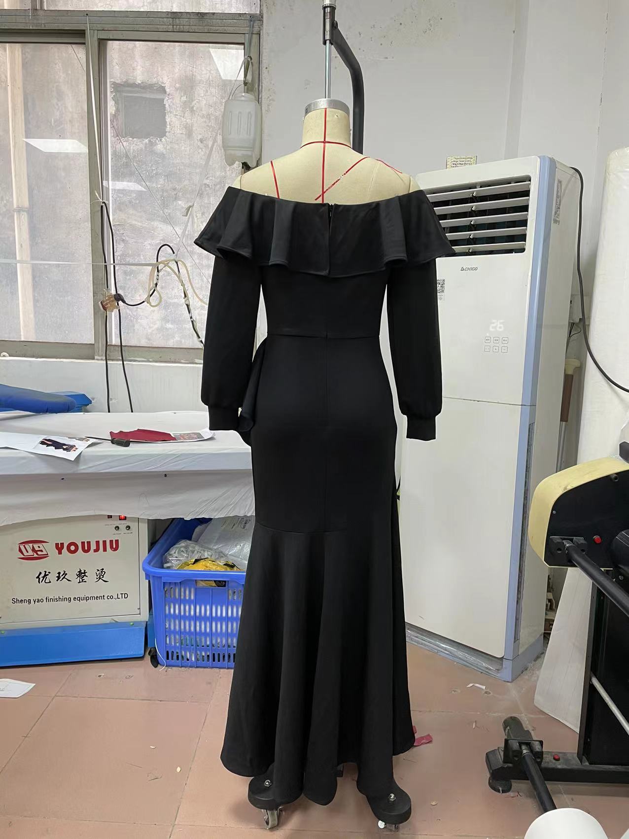 Off The Shoulder Black Long Evening Dresses