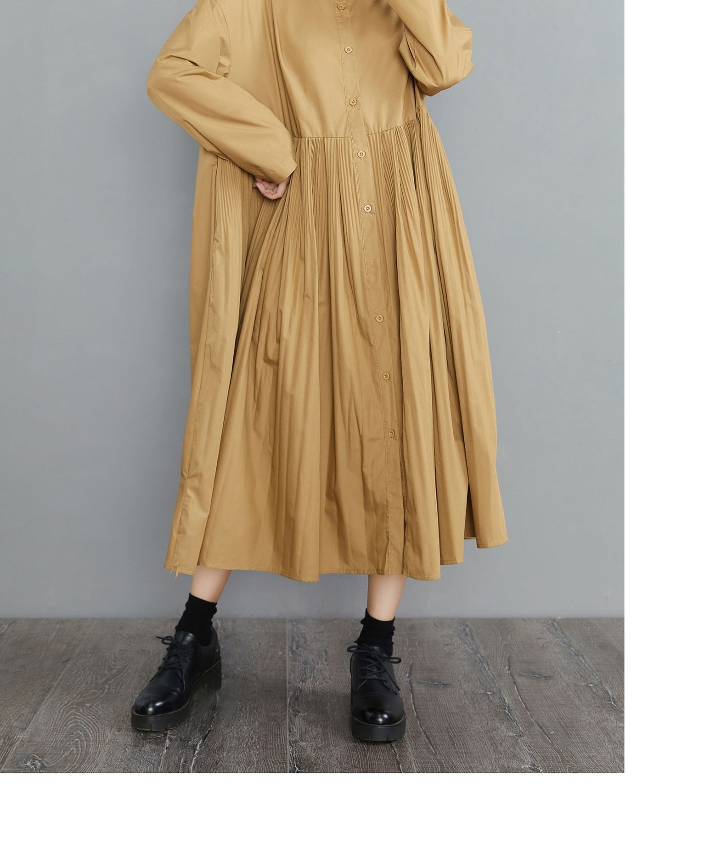 Vintage Stand Collar Plus Sizes Fall Shirts Dresses