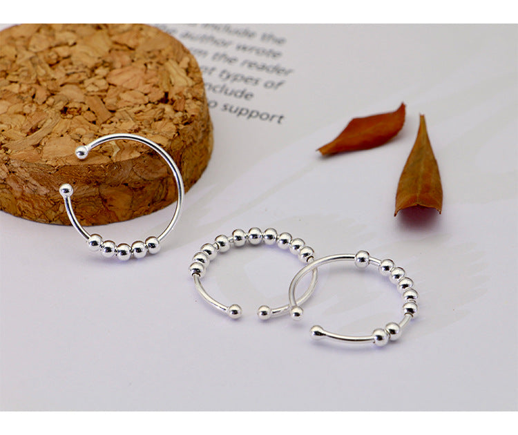 Rotatable Beads Silver Rings for Women