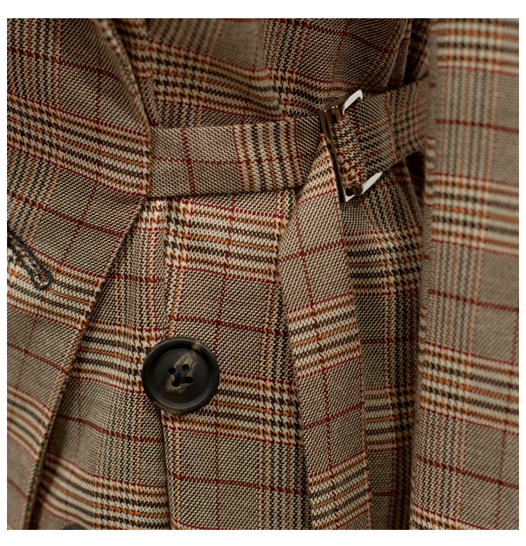 Luxury Off The Shoulder Plaid Irregular Blazer Overcoat
