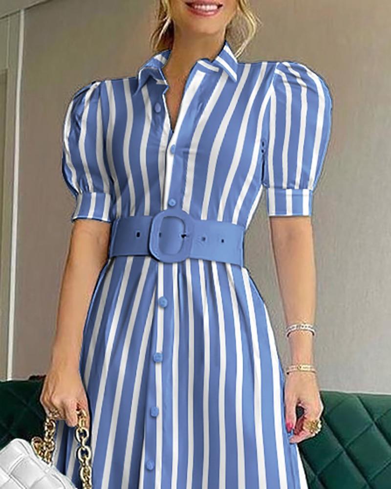 Elegant Short Sleeves Long Dresses with Belt-STYLEGOING