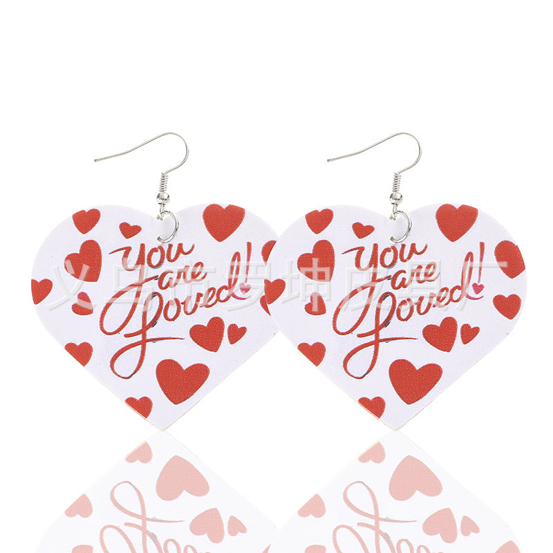3pcs/Set Pu Leather Sweetheart Design Pink Earrings for Women