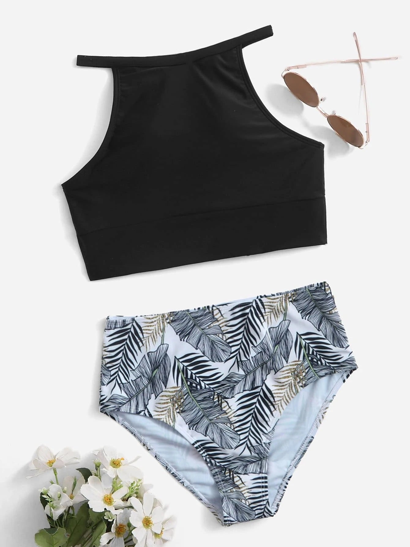 Sexy High Waist Two Pieces Summer Bikini Swimsuits