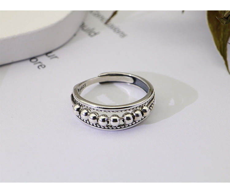 Dot Design Vintage Sterling Sliver Open End Rings
